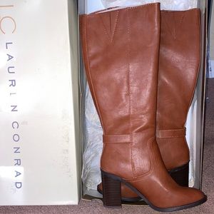 LC Lauren Conrad Rook Cognac Tall and heeled boots